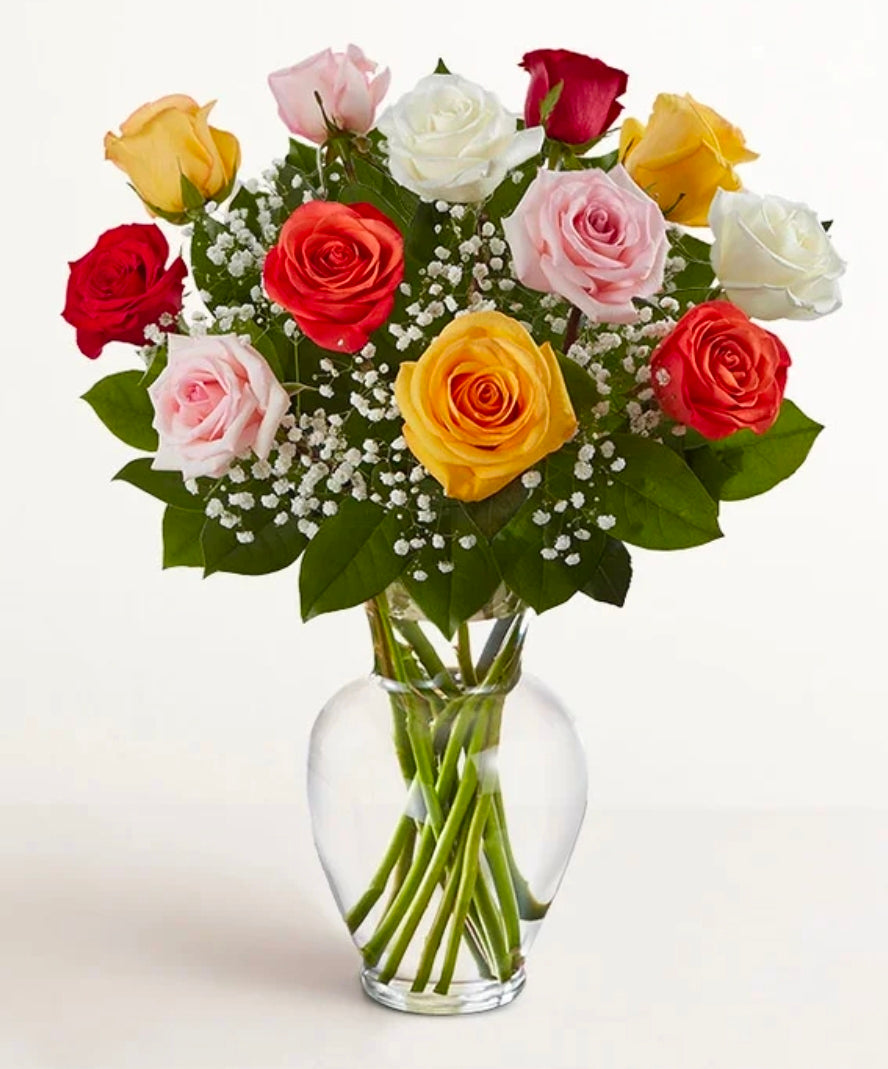 One Dozen Roses Arrangement in a vase